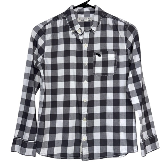 abercrombie kids Other - Boy’s Abercrombie Gray And White Plaid Button Up Shirt